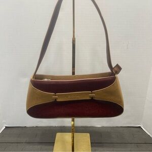 La Philipe Leather Purse Two Tone Brown Handbag Shoulder Strap Vintage Preowned.